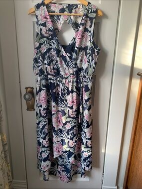 Kismet Navy Dress with Pink and Cream Floral Print